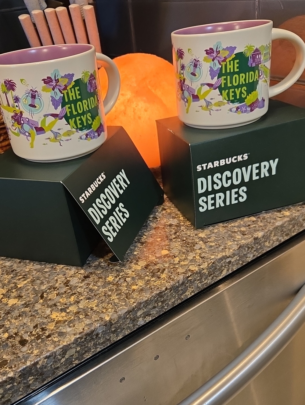 Starbucks The Florida Keys Ceramic Mugs 2 - Purple Interior & Multicolor Artwork